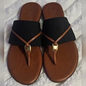 Italian Shoemakers Black&Tan W/Gold Accent Sandals Size 9 EUC